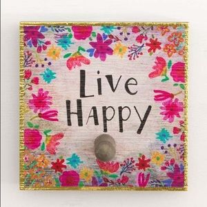 Live Happy Wood Wall Hook 🦋